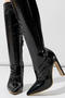 chic pu leather 3 colors pointed toe chunky high-heel boots_Black