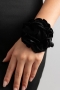 one pc flocking cloth handmade roses adjustable bracelets(length:14+5cm)_Black