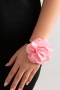 one pc flocking cloth handmade roses adjustable bracelets(length:14+5cm)_Black_White_Pink_Light Pink