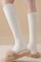 one pair new stylish 5 colors solid color warm calf socks_Black_White