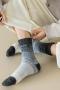 one pair new stylish 5 colors coral fleece thicken warm crew socks_Black_Dark Gray