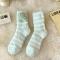 one pair new stylish 6 colors coral fleece cartoon decor warm crew socks_Pink_Yellow_Light Green