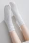 one pair new stylish 10 colors solid color crew socks_Black_White