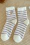 one pair new stylish 5 colors stripe pattern warm coral fleece crew socks_Pink_Light Green_Sky Blue_Purple