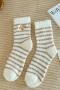 one pair new stylish 5 colors stripe pattern warm coral fleece crew socks_Pink_Light Green_Sky Blue_Purple_Khaki 