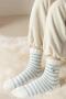 one pair new stylish 5 colors stripe pattern warm coral fleece crew socks_Pink_Light Green_Sky Blue