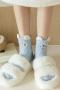 one pair new stylish 8 colors cartoon embroidery coral fleece crew socks_Black_White_Pink_Yellow_Green_Sky Blue