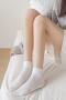 one pair new stretch stylish 10 colors solid color cotton crew socks_Black_White