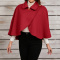 new stylish slight stretch solid color wool-like fabric all-match cloak coats_Black_Red