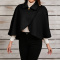 new stylish slight stretch solid color wool-like fabric all-match cloak coats_Black