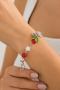 one pc stylish faux pearl & acrylic plated adjustable bracelet (length:16+5 cm)_Pink_Red