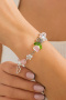 one pc stylish faux pearl & acrylic plated adjustable bracelet (length:16+5 cm)_Pink
