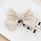 one pc artsy style 3-color pearl yarn bow hair clips (length:13 cm,width:9 cm)_Pink_Rose Red_Beige