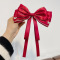 one pc new 3-color pearl yarn bow &streamers clips(length:18 cm,width:10 cm)_Black_Rose Red