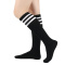 one pair new stylish 9 colors stripe pattern stretch calf socks(length:46cm)_Black