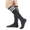 one pair new stylish 9 colors stripe pattern stretch calf socks(length:46cm)_Black_Dark Gray