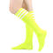 one pair new stylish 7 colors stripe pattern stretch calf socks(length:46cm)_Magenta_Orange_Light Green