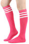 one pair new stylish 7 colors stripe pattern stretch calf socks(length:46cm)_Magenta