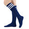 one pair new stylish 7 colors stripe pattern stretch calf socks(length:46cm)_Magenta_Orange_Light Green_Green_Dark Blue
