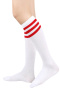 one pair new stylish stripe pattern stretch calf socks#1(length:46cm)_Black_White