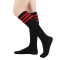 one pair new stylish stripe pattern stretch calf socks#1(length:46cm)_Black