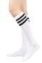 one pair new stylish stripe pattern stretch calf socks#2(length:46cm)_White
