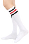 one pair new stylish stripe pattern stretch calf socks#4(length:46cm)_Black