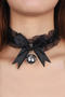 one pc stylish new lace trim bow bell decor lace-up necklace_Black