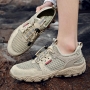 stylish 3-colors pu non-slip mesh breathable outdoor hiking men