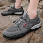 stylish 3-colors pu non-slip mesh breathable outdoor hiking men