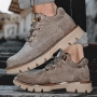 stylish 3 colors pu thick-soled cargo all-match lace-up men