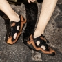 casual 4-colors mesh hollow breathable velcro non-slip men