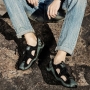 casual 4-colors mesh hollow breathable velcro non-slip men