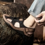 casual 4-colors mesh hollow breathable velcro non-slip men