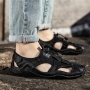 casual 4-colors mesh hollow breathable velcro non-slip men