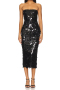 high quality elegant slight stretch sequins tube design slit midi dress_Black