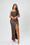 high quality elegant slight stretch sling sequins slim high slit maxi dress_Black_Magenta_Brown