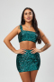 sexy high quality slight stretch square neck sequin decor mini skirt sets_Black_Magenta_Dark Green