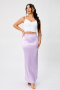 high quality casual slight stretch satin high waist maxi skirt(only skirt)_White_Light Purple