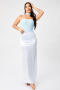 high quality casual slight stretch satin high waist maxi skirt(only skirt)_White