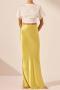 high quality casual slight stretch satin high waist maxi skirt(only skirt)_White_Light Purple_Black_Rose Red_Yellow