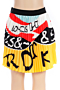 plus size fashion fresh style color cartoon print pleated skirt_Red_Yellow