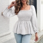 non-stretch 6 colors chiffon square-neck casual all-match top(new added colors)_Black_White