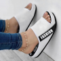 summer new 6 colors letter printing peep toe stylish slippers_Black_White