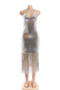 pure color tassel sequin sexy hip dress_Gold_Silver