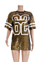 stylish casual style solid color digital printed loose dress_Gold
