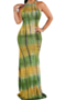 plus size sexy stylish 5 colors digital printed sleeveless stretch dress_Green_Purple_Orange