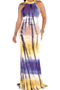 plus size sexy stylish 5 colors digital printed sleeveless stretch dress_Green_Purple