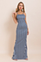 plus size stylish sexy 3 colors streaks printed sling open back stretch dress_Dark Blue
