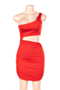 one-shoulder wrapped chest sexy dress hip dress_Black_Red